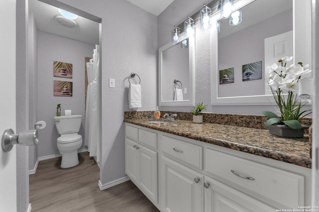 139 Navajo Cir, Cibolo, TX 78108 - bathroom with wood finished floors, vanity, and a textured wall