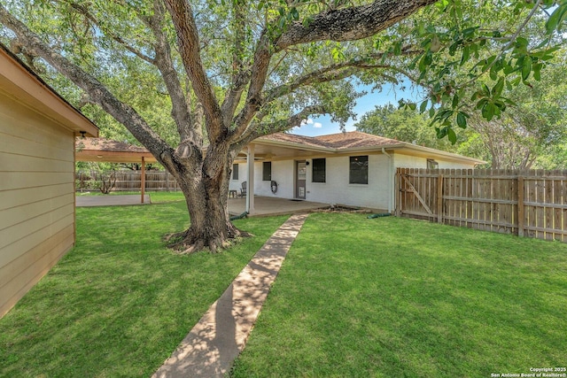 139 Navajo Cir, Cibolo, TX 78108 - fenced backyard featuring a patio area