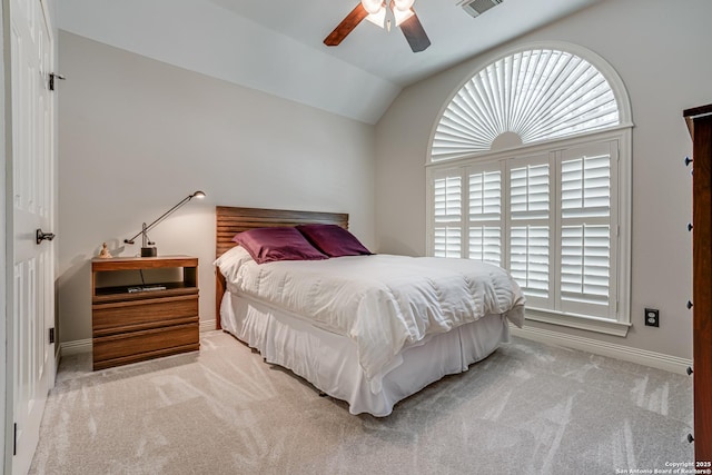 13610 Pearlstone, San Antonio, TX 78232 - bedroom with carpet, multiple windows, lofted ceiling, and a ceiling fan