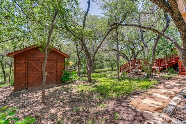 13610 Pearlstone, San Antonio, TX 78232 - view of yard featuring a storage unit and stairs