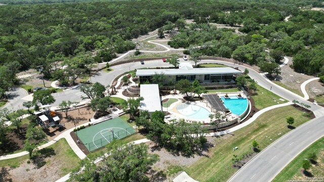 5322 Silent Dusk, Bulverde, TX 78163 - bird's eye view of a forest and a pool