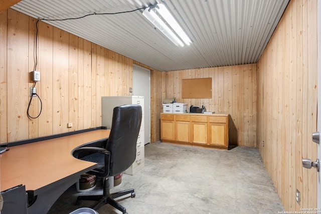 611 Wild Turkey, New Braunfels, TX 78132 - office area with wooden walls and concrete flooring