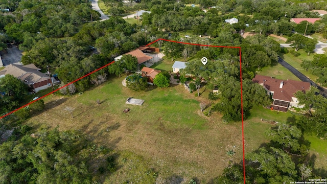 611 Wild Turkey, New Braunfels, TX 78132 - aerial view of property and surrounding area with property parcel outlined