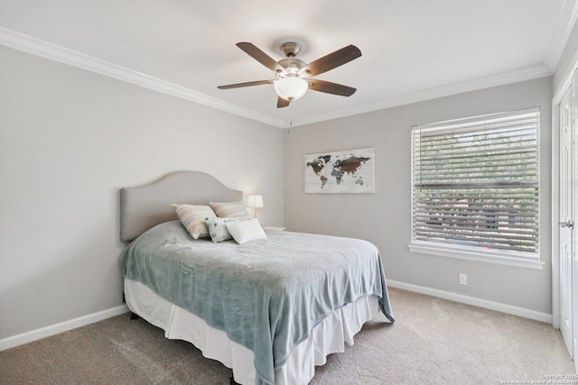 1710 Searcy, San Antonio, TX 78232 - bedroom with ornamental molding, carpet floors, multiple windows, and a ceiling fan