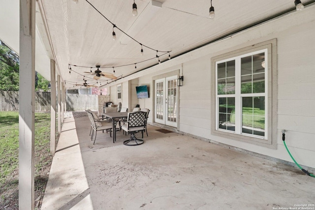 1710 Searcy, San Antonio, TX 78232 - view of patio with ceiling fan, french doors, and outdoor dining space