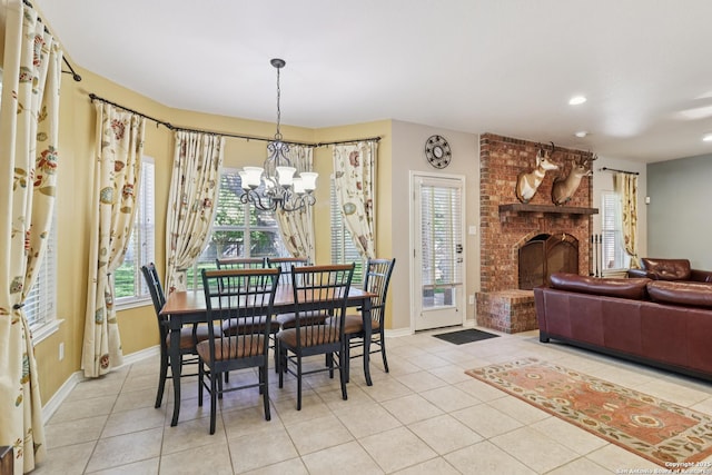 127 Sunflower Ln, San Antonio, TX 78213 - dining area featuring a chandelier, tile patterned flooring, plenty of natural light, and recessed lighting