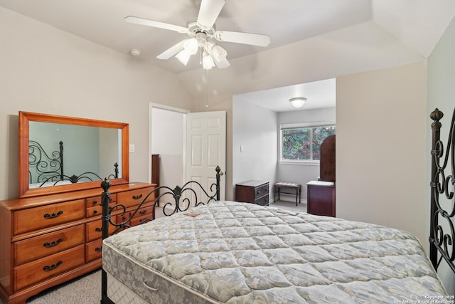 127 Sunflower Ln, San Antonio, TX 78213 - bedroom featuring carpet floors, vaulted ceiling, and ceiling fan