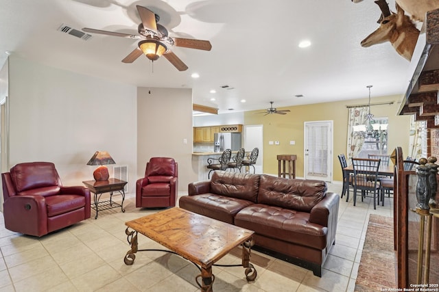 127 Sunflower Ln, San Antonio, TX 78213 - living area with ceiling fan, light tile patterned floors, and recessed lighting