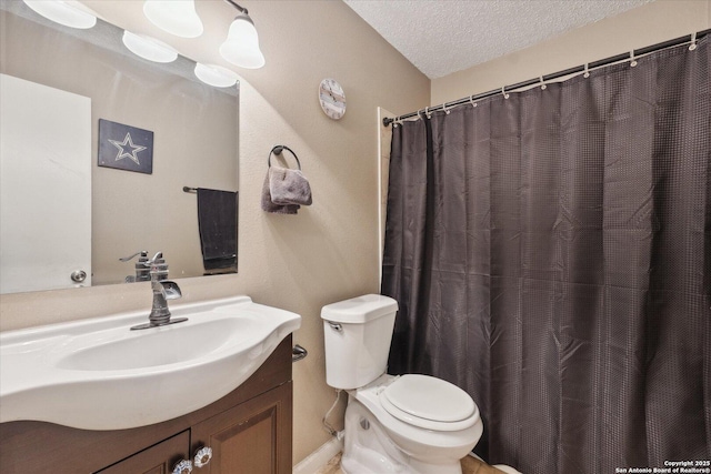 5311 Light House, San Antonio, TX 78242 - bathroom featuring vanity, a textured ceiling, and a shower with curtain