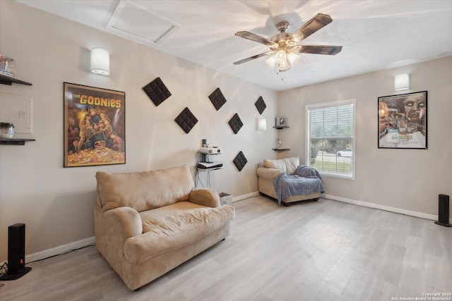 5311 Light House, San Antonio, TX 78242 - living area featuring wood finished floors, attic access, and a ceiling fan