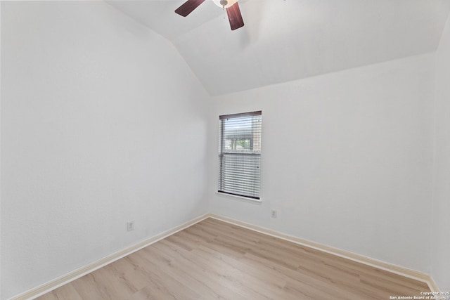153 Bison Ln, Cibolo, TX 78108 - empty room featuring lofted ceiling, light wood-type flooring, and a ceiling fan