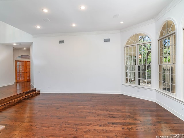 6 De Zavala, Shavano Park, TX 78231 - unfurnished room featuring dark wood finished floors, ornamental molding, and recessed lighting