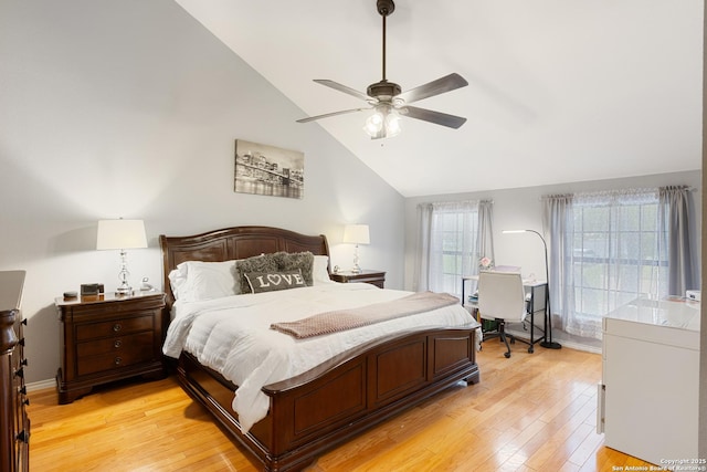 1654 Rob Roy, San Antonio, TX 78251 - bedroom featuring light wood-style floors, lofted ceiling, and a ceiling fan
