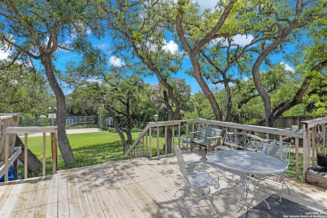 1654 Rob Roy, San Antonio, TX 78251 - deck featuring a lawn and view of scattered trees