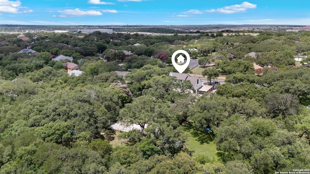 1654 Rob Roy, San Antonio, TX 78251 - aerial view of property and surrounding area with a heavily wooded area