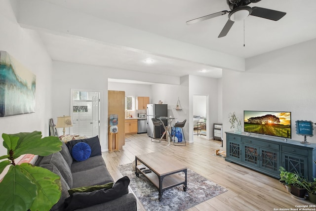 1162 Thunder Cloud, Spring Branch, TX 78070 - living room featuring ceiling fan, light wood-style floors, and recessed lighting