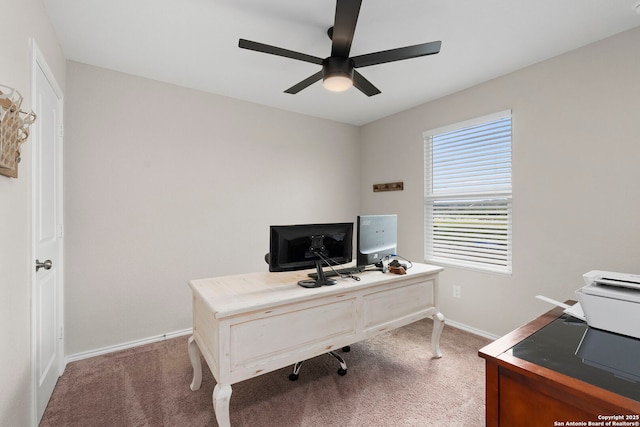 6041 Vestige Bnd, Bulverde, TX 78163 - carpeted home office with ceiling fan and baseboards