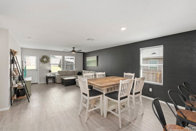 6041 Vestige Bnd, Bulverde, TX 78163 - dining space featuring light wood-style floors and ceiling fan