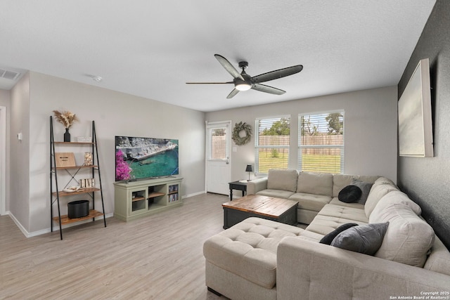 6041 Vestige Bnd, Bulverde, TX 78163 - living room featuring light wood-type flooring and ceiling fan