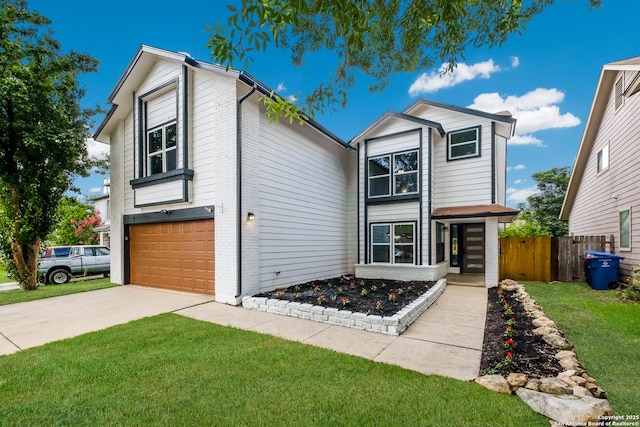 16738 Stoney Glade, San Antonio, TX 78247 - contemporary house featuring brick siding, an attached garage, and driveway