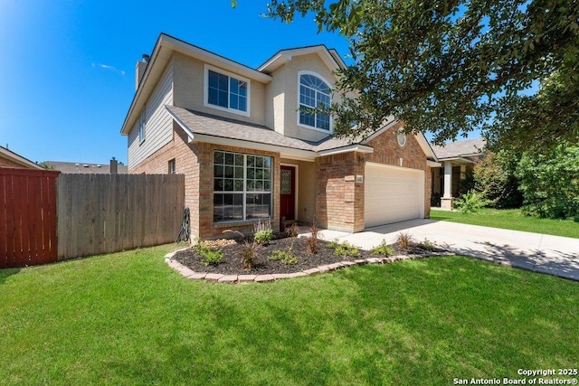 8206 Wayside, San Antonio, TX 78255 - traditional-style home with driveway, brick siding, a garage, and a chimney