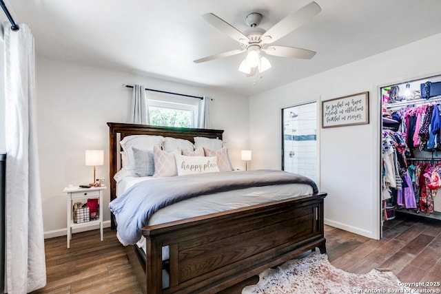 3035 Sir Phillip, San Antonio, TX 78209 - bedroom with wood finished floors, a spacious closet, a closet, and a ceiling fan