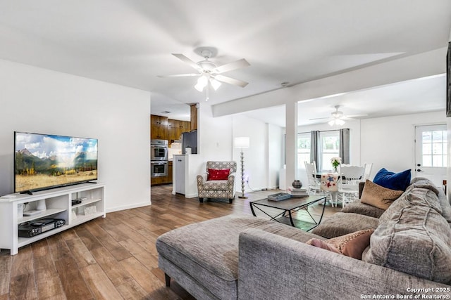 3035 Sir Phillip, San Antonio, TX 78209 - living room featuring ceiling fan and wood finished floors