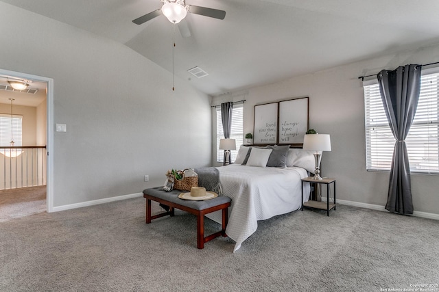 6838 Dashmoor Crk, San Antonio, TX 78244 - carpeted bedroom featuring vaulted ceiling and ceiling fan