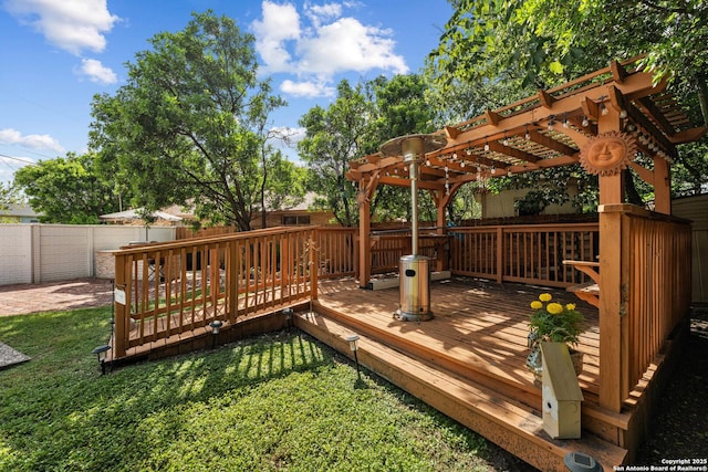 6033 Cammie, Leon Valley, TX 78238 - wooden terrace with a pergola and a fenced backyard