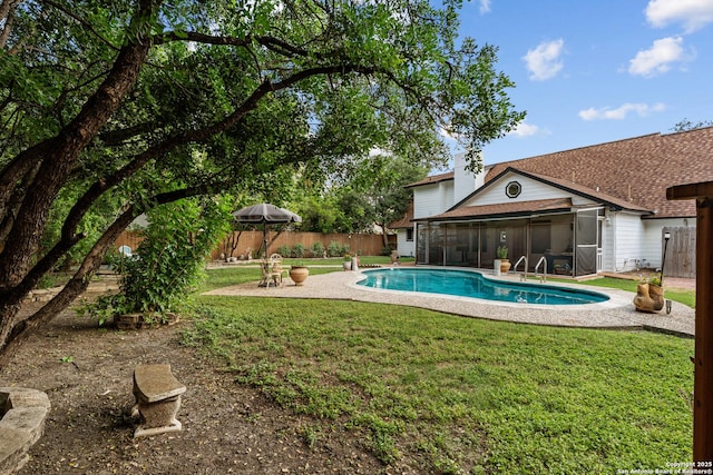 6033 Cammie, Leon Valley, TX 78238 - view of pool featuring a sunroom and a patio