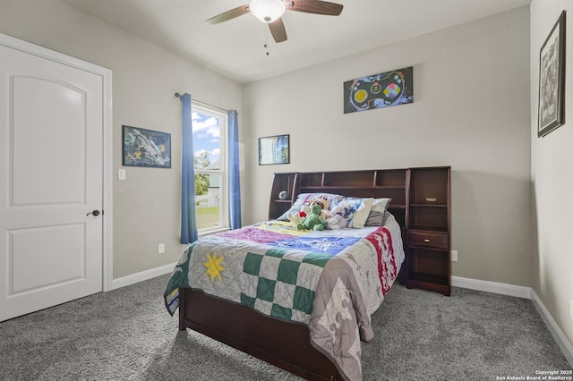 1117 Provence Pl, New Braunfels, TX 78132 - carpeted bedroom featuring baseboards and a ceiling fan