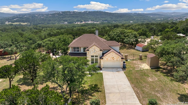 17132 Bandera Rd, Helotes, TX 78023 - aerial view of property and surrounding area with a mountainous background
