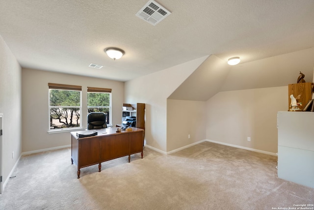 17132 Bandera Rd, Helotes, TX 78023 - home office with light carpet and a textured ceiling