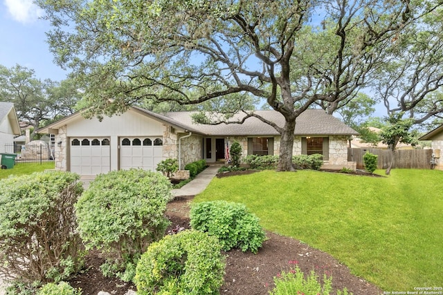 14310 Fox Fire Ln, San Antonio, TX 78231 - view of front of property with stone siding and an attached garage