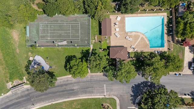 4242 Shady Tree Ln, San Antonio, TX 78247 - aerial overview of property's location featuring a pool area