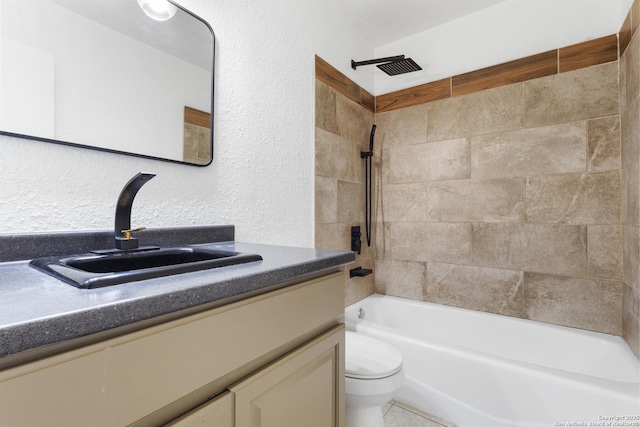 5530 Rangeland, San Antonio, TX 78247 - full bath with vanity, shower / bathtub combination, and a textured wall