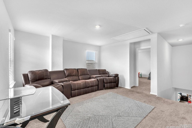 14016 Breccia Loop, San Antonio, TX 78253 - living area featuring attic access, carpet floors, and recessed lighting