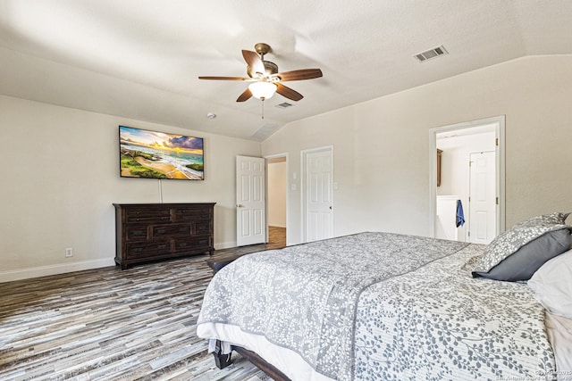5938 Smoky Quartz, San Antonio, TX 78222 - bedroom featuring vaulted ceiling, wood finished floors, and a ceiling fan