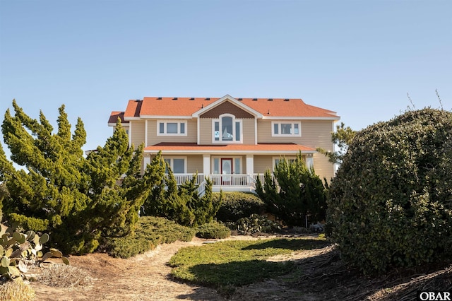 view of front facade featuring covered porch