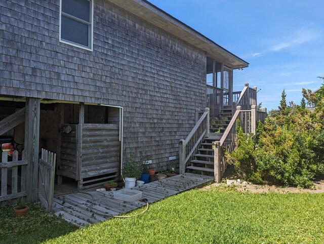 52 Fish Camp Lane Lot# 94& P95, Ocracoke, NC 27960 - view of property exterior featuring stairway and a yard