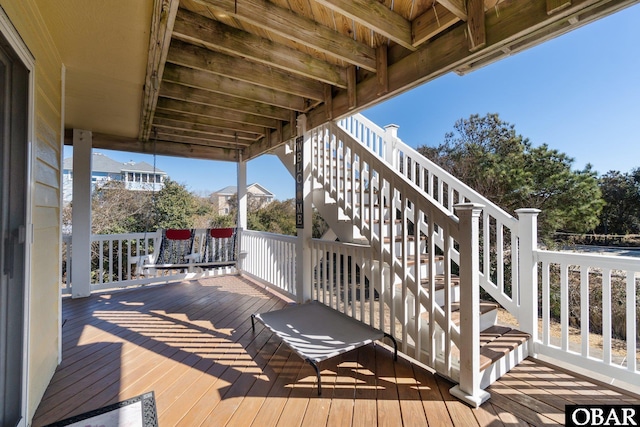 wooden terrace with stairway