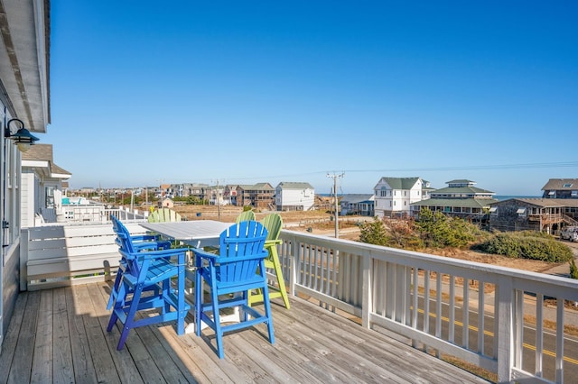 deck with a residential view