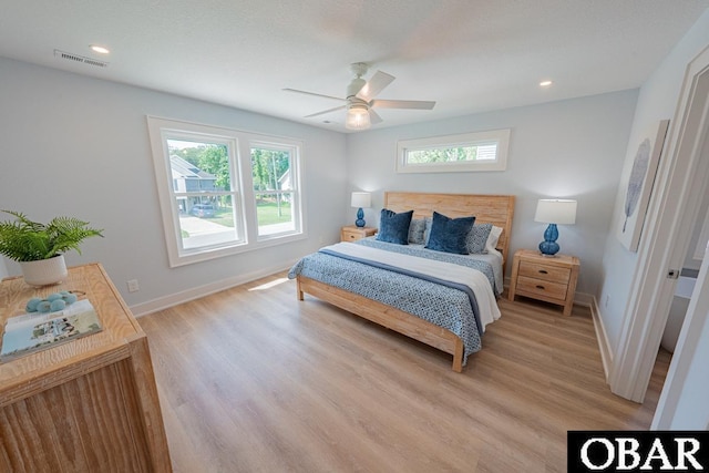 224 W Lost Colony Dr Lot 13, Nags Head, NC 27959 - bedroom with light wood-style flooring, a ceiling fan, and recessed lighting