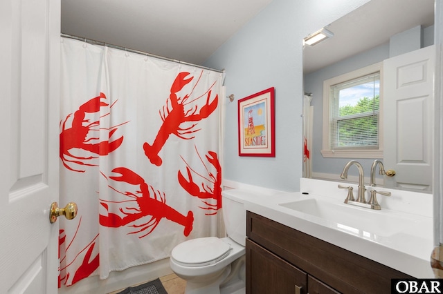 740 E Willet Ct Lot 54, Corolla, NC 27927 - full bath with toilet, tile patterned floors, shower / bath combo with shower curtain, and vanity
