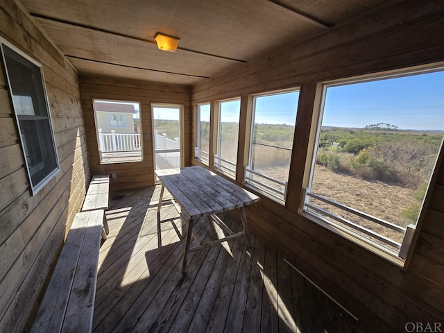 view of unfurnished sunroom