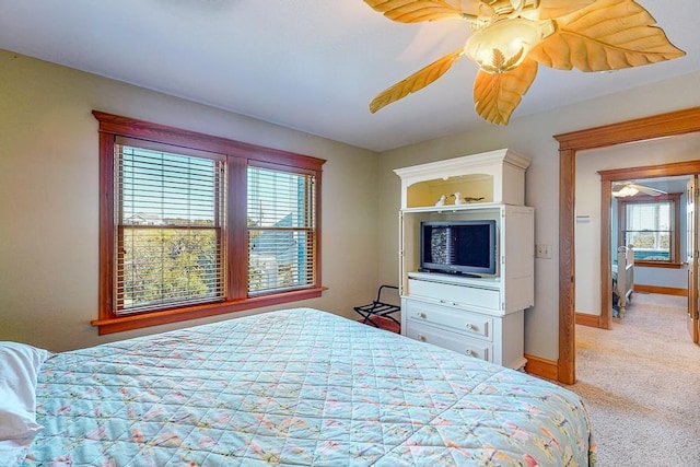 46065 Cape Point Way Lot 58, Buxton, NC 27920 - bedroom with light colored carpet, baseboards, and a ceiling fan
