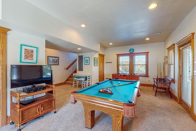 46065 Cape Point Way Lot 58, Buxton, NC 27920 - recreation room with light colored carpet, recessed lighting, baseboards, and billiards table