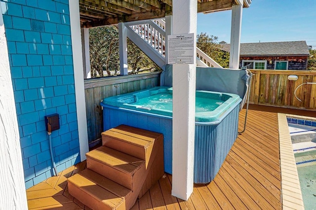 46065 Cape Point Way Lot 58, Buxton, NC 27920 - wooden terrace with a hot tub and stairs