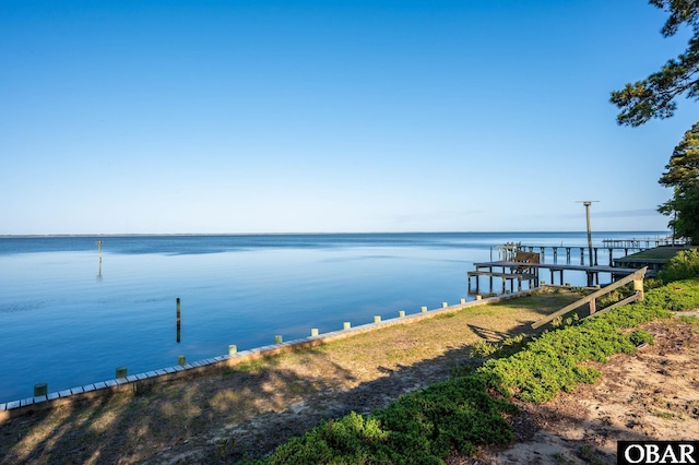 dock area featuring a water view