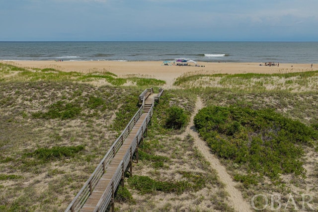 view of water feature featuring a beach view